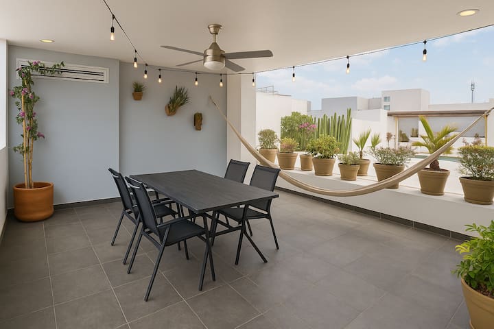 Secure 2BR/2BA · Private Rooftop · Optional A/C