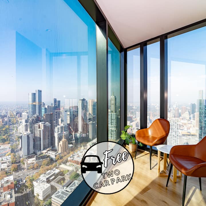 54f 180° Melbcbd Skyview 3br2bath. 8pax. 2 Carpark - メルボルン