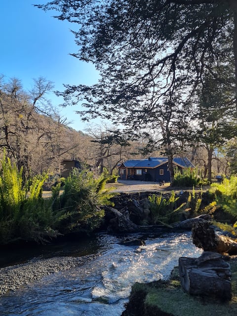 Cozy house with a river bank in Malalcahuello