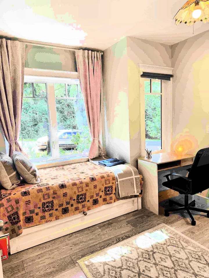 The second bedroom has a day-bed that could be converted in two Twin beds (67" length). a folding sofa (48'x72"). 