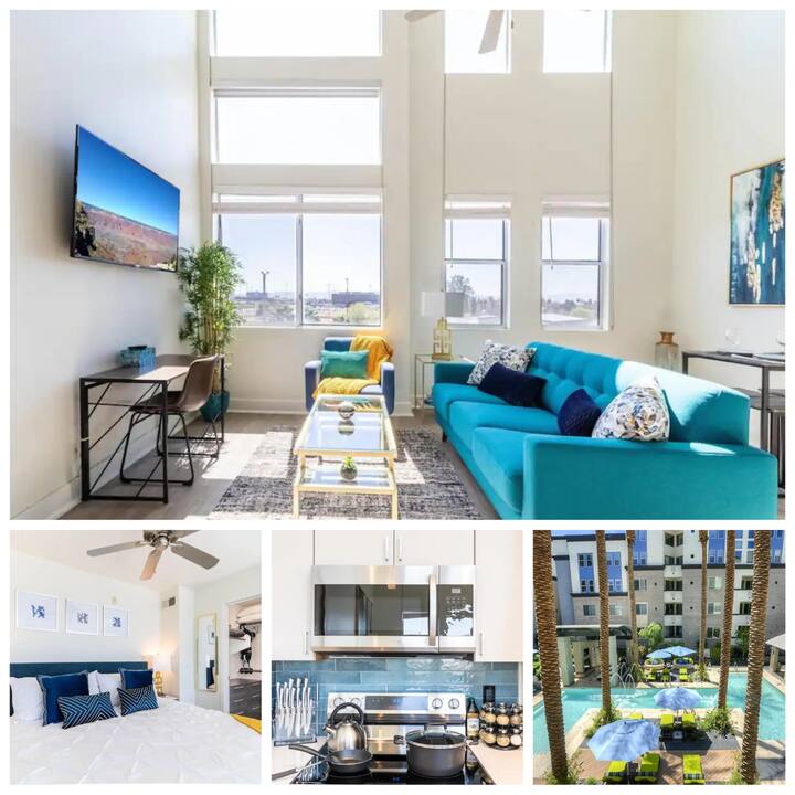 King Bed 5 Min to DT PHX + Heated Pool + Parking Condominiums for