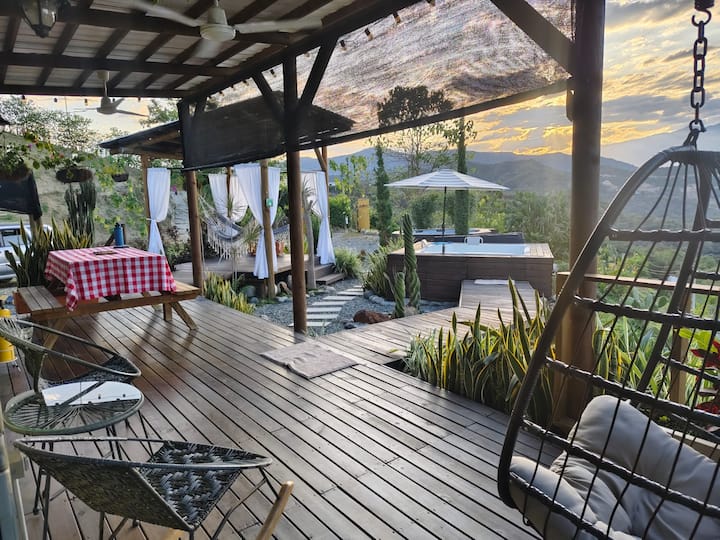 Contenedor Cabaña+jacuzzy+bbq+hamacas+fogata Vista - Colombia