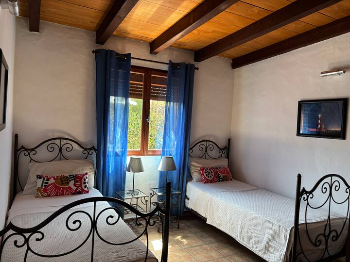 Guest room with two separate beds 90 x 200 Closet, linen change is delivered every week.  