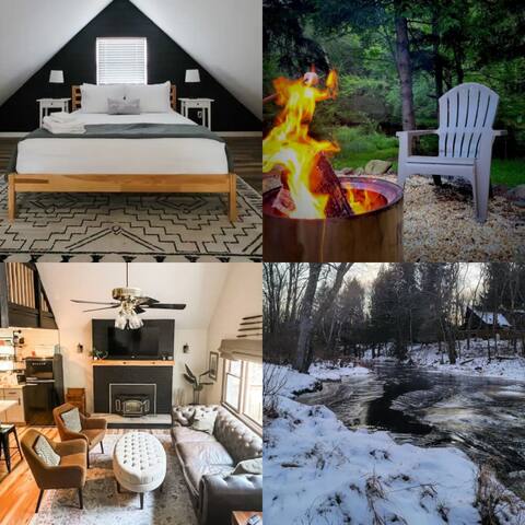 Creekside Cabin + short walk to lake & pool