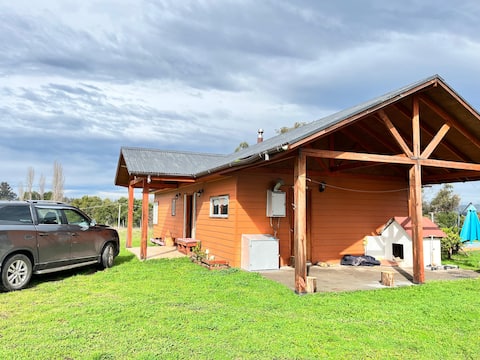 Family cabin with pool and large rural garden