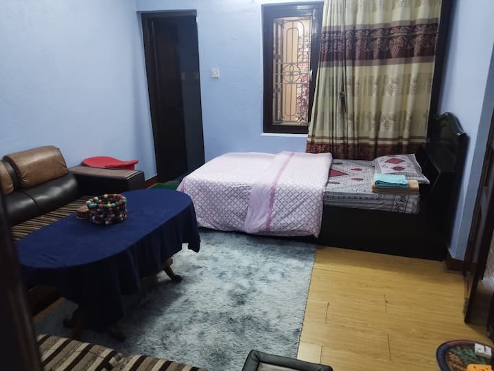 Living Room with Sofa and a bed 