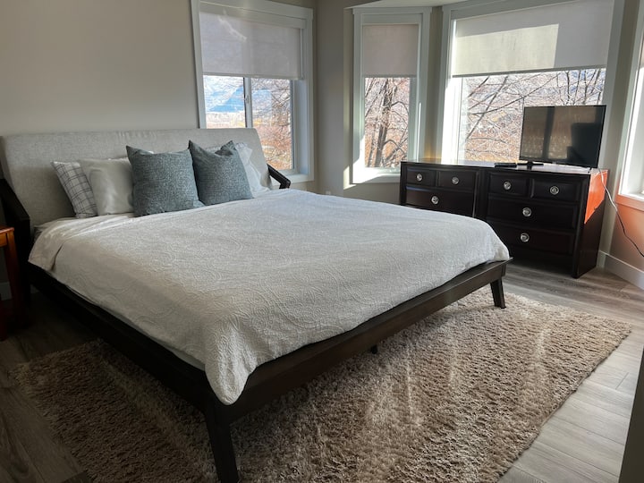 La chambre dispose d'un grand grand lit king size ainsi que d'une télévision 32 pouces.