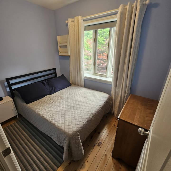 Second bedroom on main level with queen size bed.