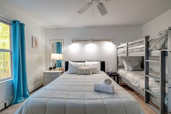 Bedroom on 2nd floor. Queen and bunk bed. Kids are going to love this room!