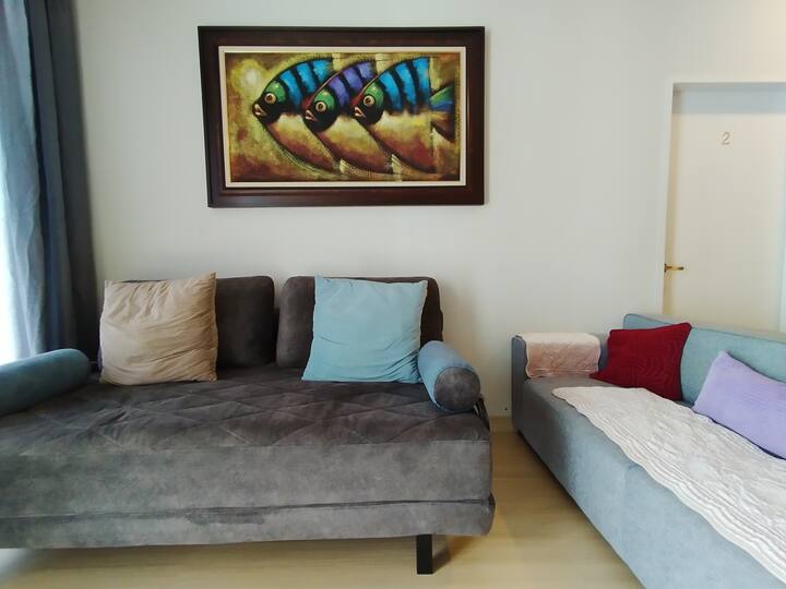 1 Queen sized sofa bed and one king suzed sofa bed and a 3 seater sofa