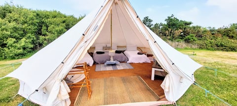 Popular Airbnb listing: Lazing & Star gazing, rural bell tent retreat in North, South, East, North, South, East, North, South, East, North, South, East, North, South, East, North, South, East