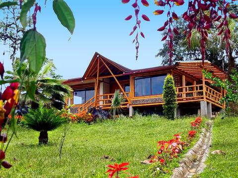 Country house with swimming pool, courts, waterfall and natural pool.