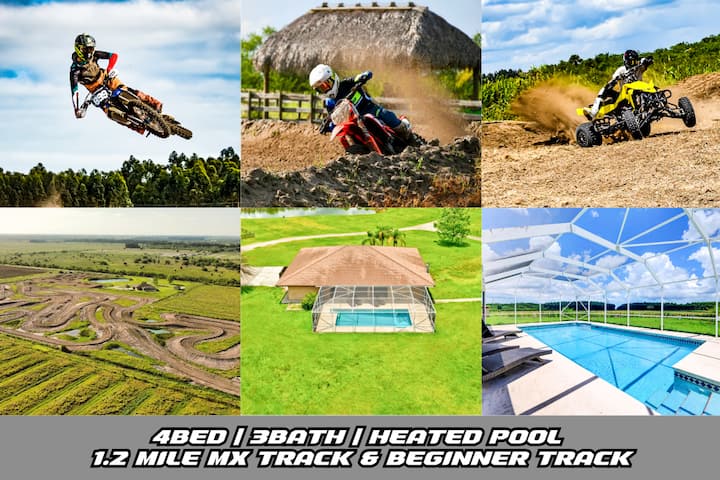1.2 Mile Motocross Track: 4-Bed, 3-Ba, Heated Pool