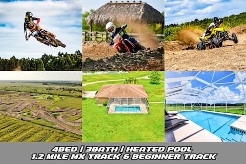 1.2 Mile Motocross Track: 4-Bed, 3-Ba, Heated Pool