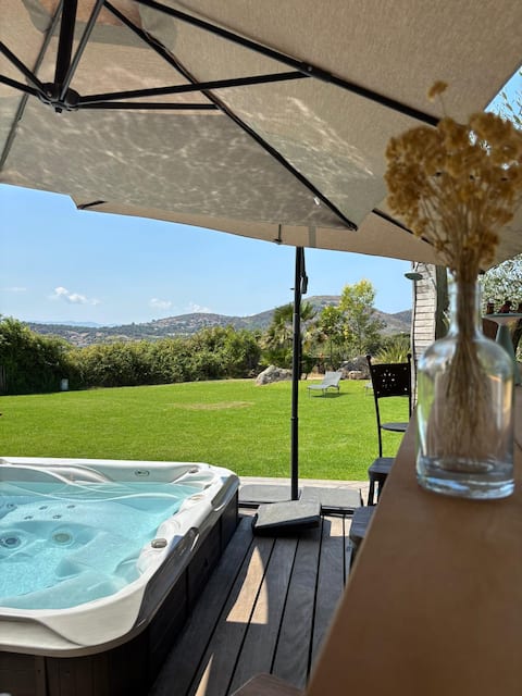 Beautiful villa with a hot tub.