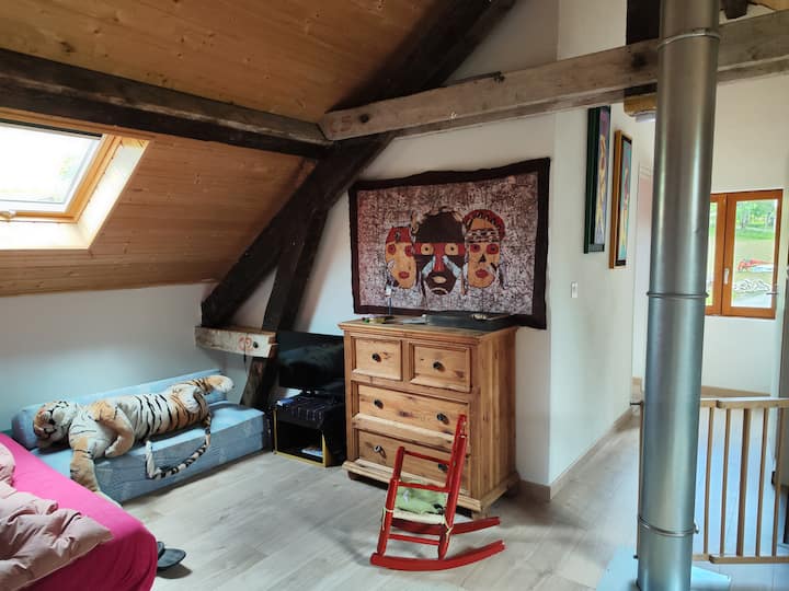 espace commun à l'étage - canapé convertible - 2 places