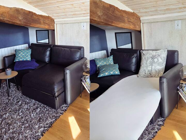 Canapé du 2e gîte transformable en couchage 1 place 90*200