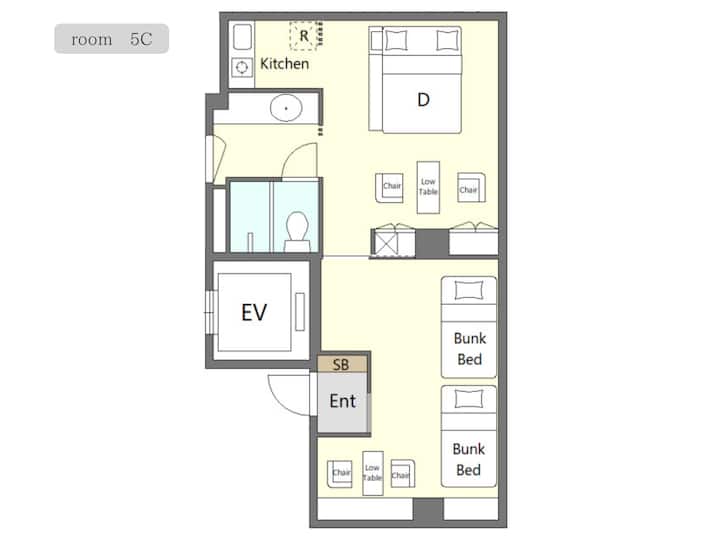 Matsuyama Stay 5c ｜2段ベッド｜貸切｜キングルーム 42㎡｜最大6名宿泊可能！ - Naha