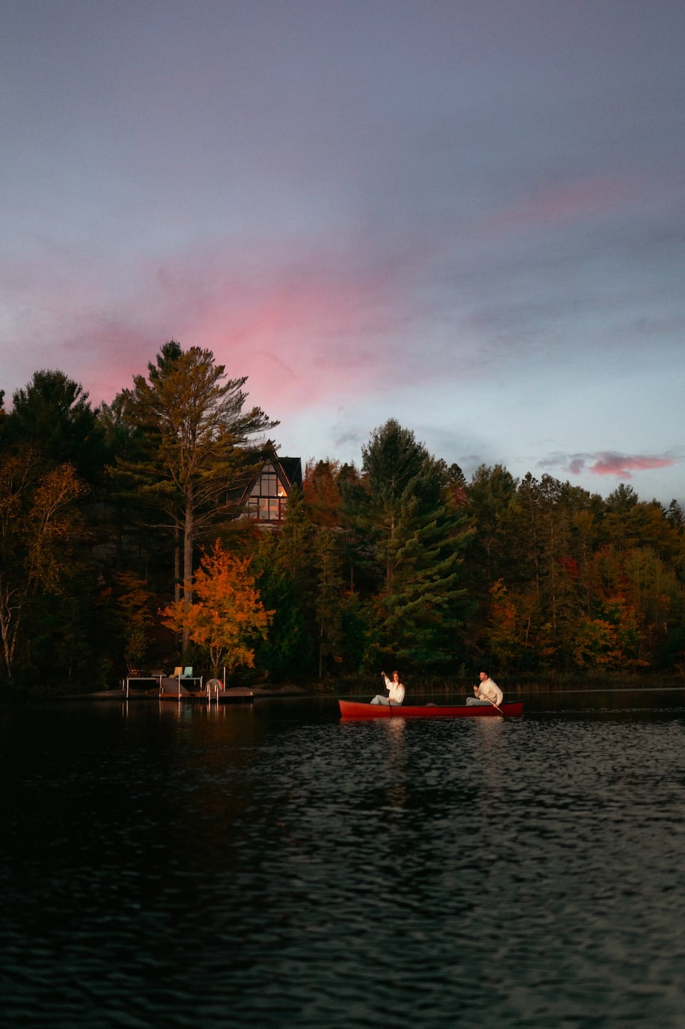 A black timber A-frame above the French River, French River, Ontario, Canada, photo 8 of 10