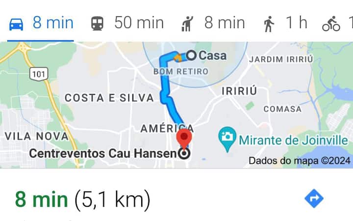 Distanca nga shtëpia jonë e vizitorëve të familjes Penz deri në Centreventos Cau Hansen. Vendi i festivalit të vallëzimit.