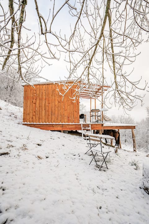 Off grid cabin with mountain views