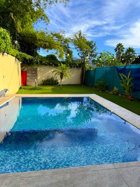 House on the riverbank. Las Estacas. Warm pool