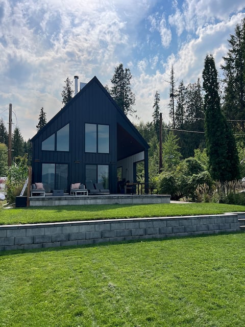 Modern cabin on a sandy beach
