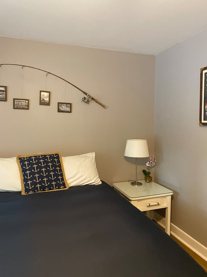 The Waterman. The queen bedroom is large enough to easily add a pack and play. Sports a ceiling pull-down television, and beautiful views out the windows. 