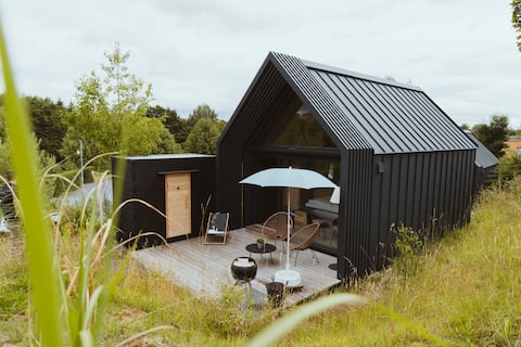 Tiny lodge with terrace and private sauna