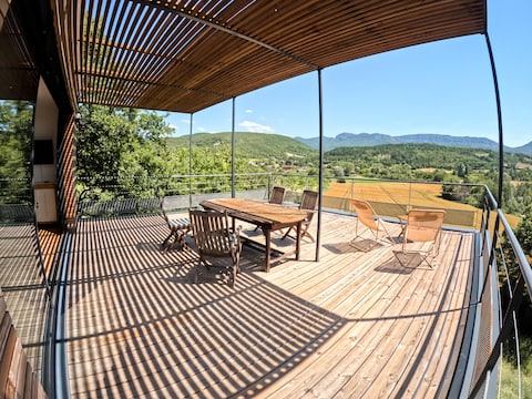 Wooden house with panoramic view