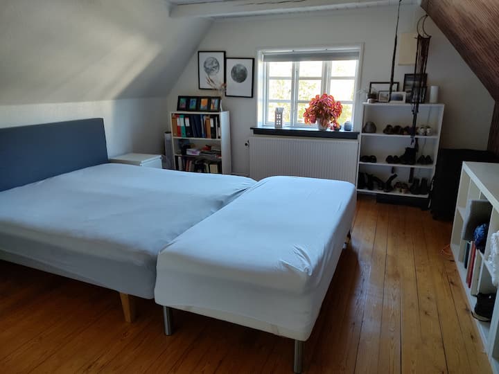 El dormitorio tiene capacidad para 3 personas. Vista de los vecinos y camino tranquilo.