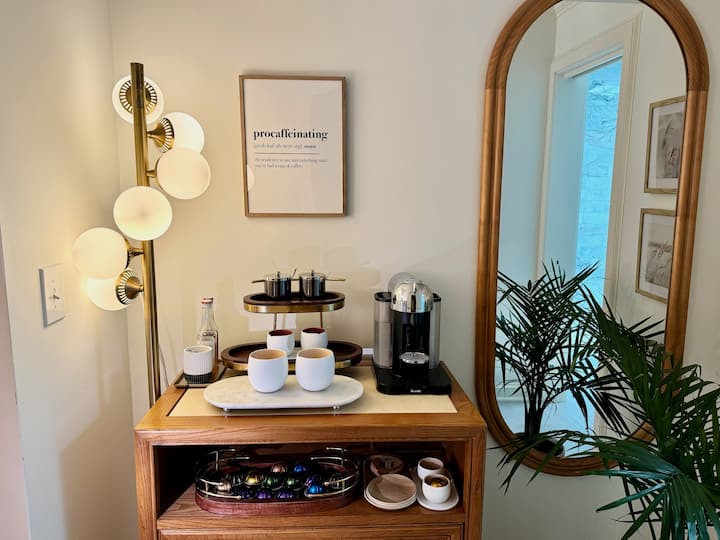 A coffee lovers delight. The amount of coffee pods varies by how many adults are in the rental party.
