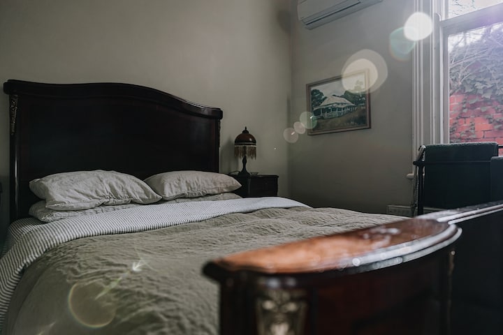 All bedrooms are perfect for adults or children.  Charming vintage beds, quality mattresses, goose down quilts & luxury French flax bedding linen ensure a perfect sleep. When you wake, draw the curtains to enjoy the sunlight & a cup of tea.