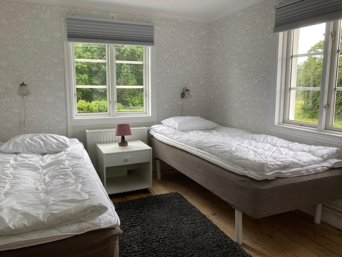 Bedroom on the upper floor with two beds.