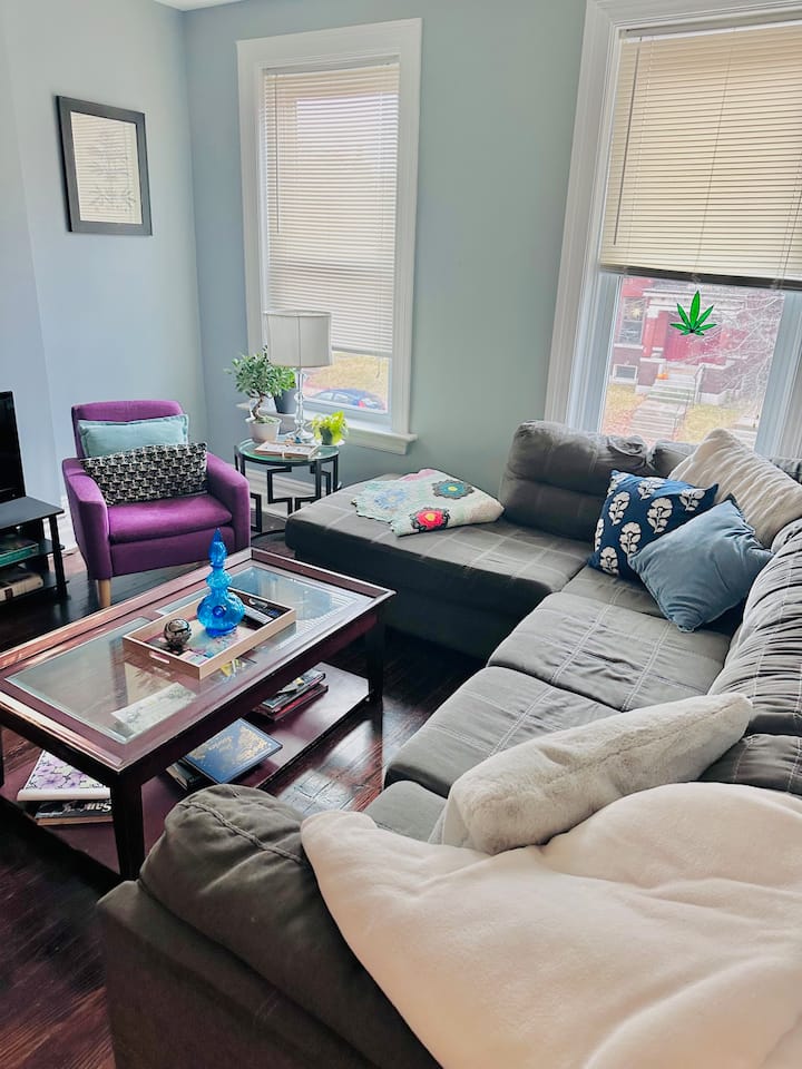 Living room with a couch you can spend days in. (According to guests. :)