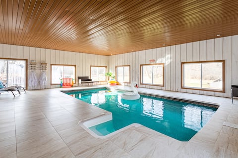 Indoor Heated Pool + Sauna + Creek, Spacious 4Bdrm