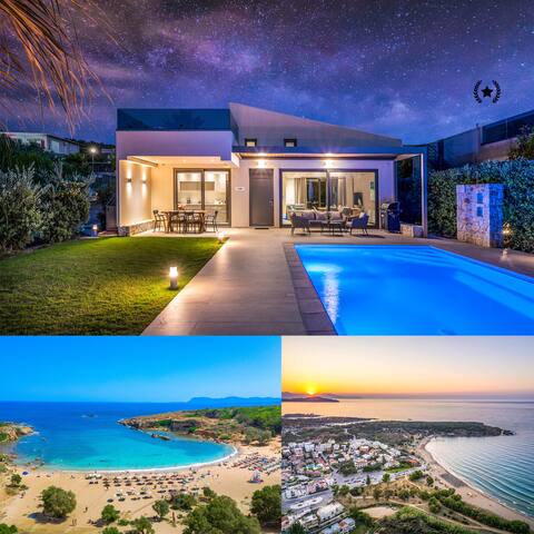 Walk to Beach (290m) & Near Chania / Heated Pool