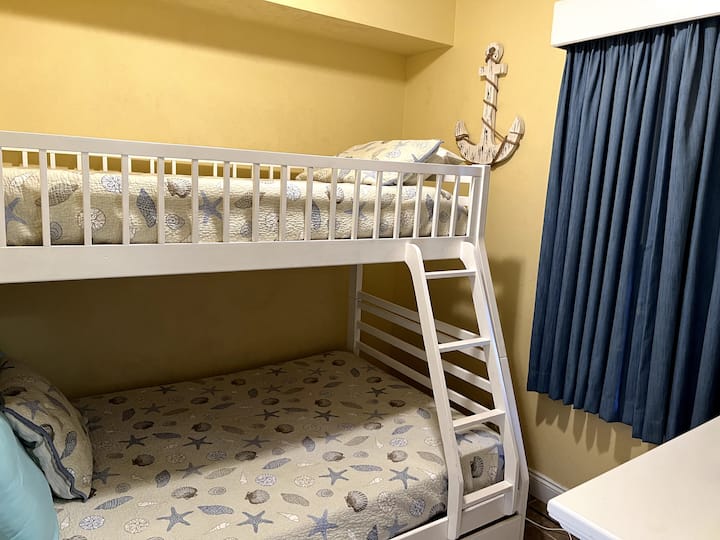 The littles love the Twin over Double Bunkbeds, and their own TV/DVR player.  We have lots of Disney movies to keep them HAPPY!!