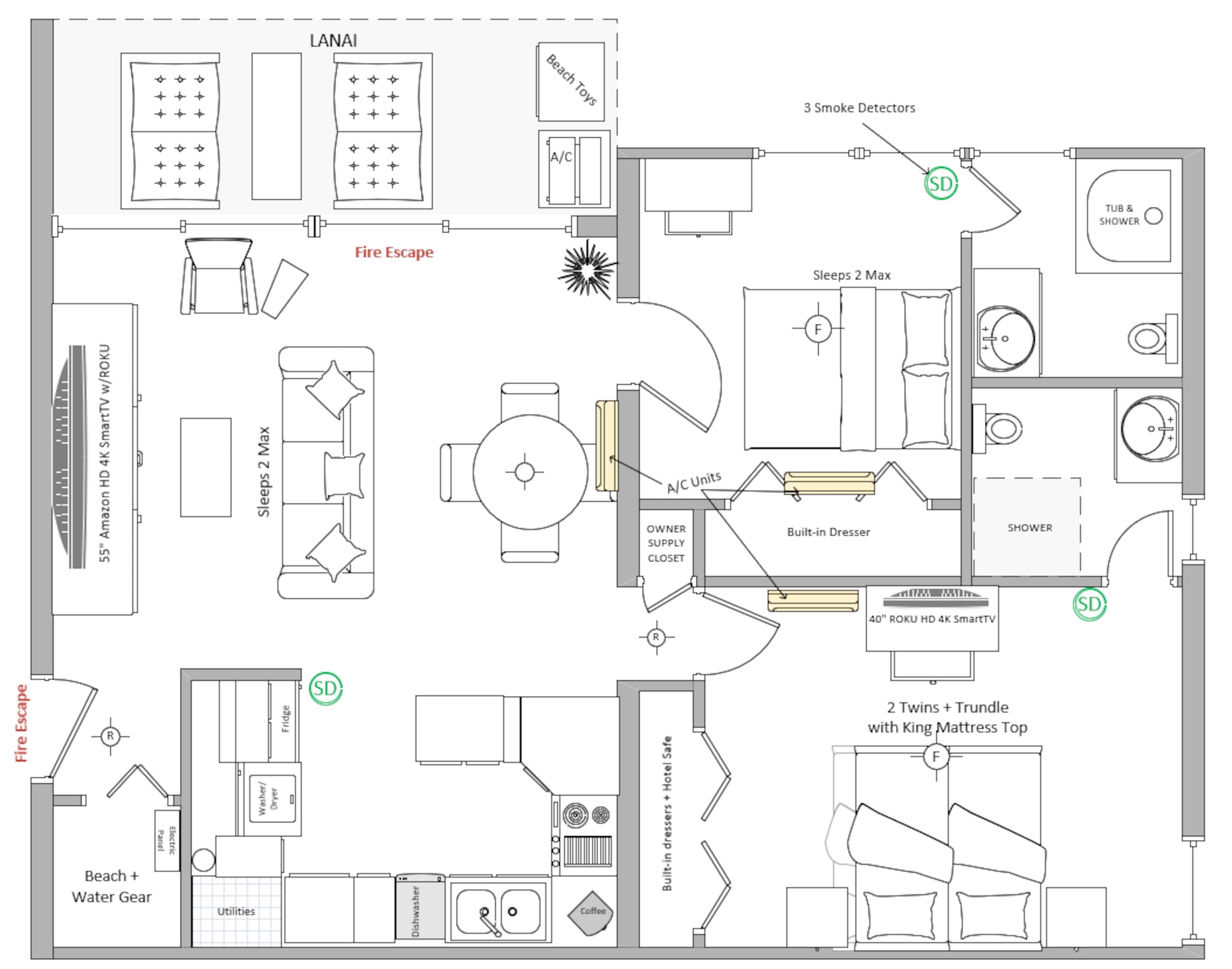 Sleep 6 Full Kitchen Free Parking 1 Block to Beach - Image 48