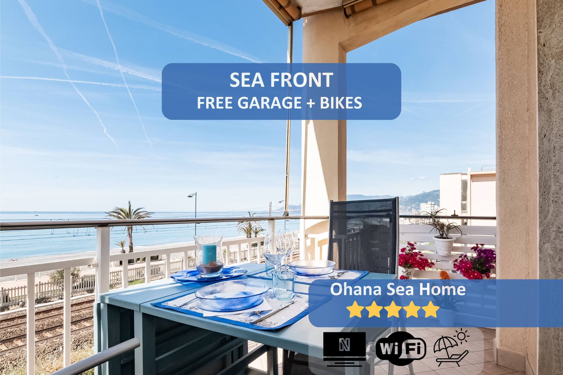 Sanremo a 15 min [SEA FRONT] Free Garage + Bikes