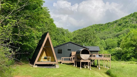 Scandi Cabin: Sauna, Hot Tub, EV on 105 acres