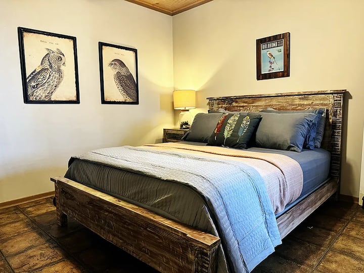 Bedroom 3, the bird room, queen sized pillow top mattress