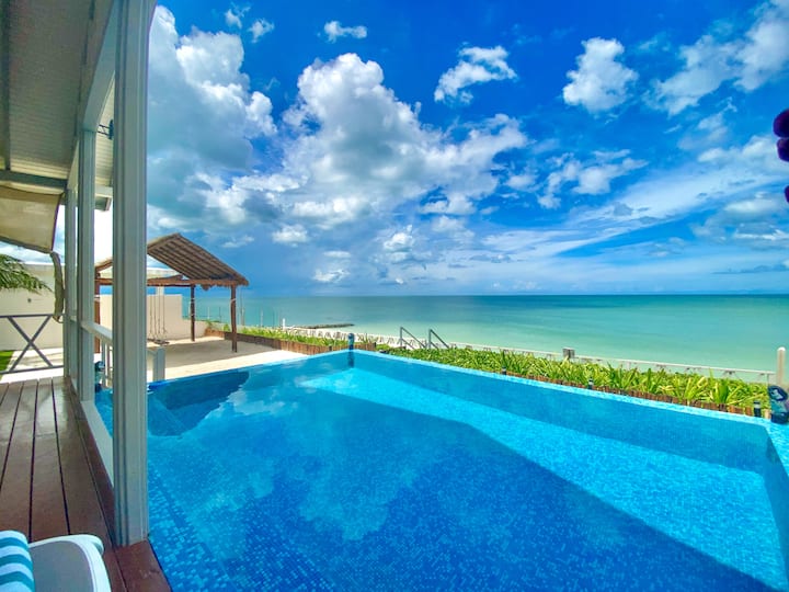 Luxury experience: Oceanfront cabin with pool.