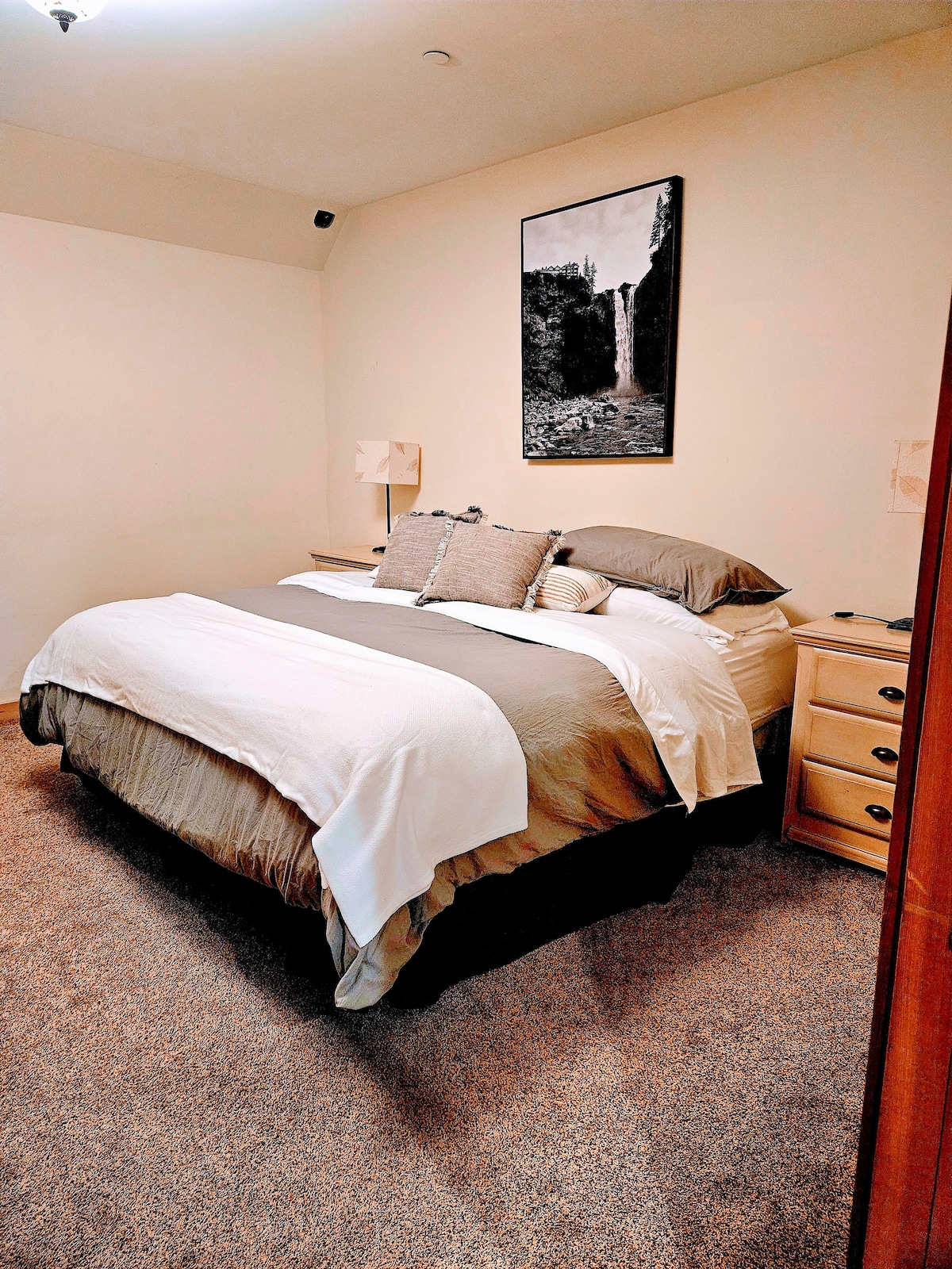 King bed on the lower level of the house. Room does not have a window.