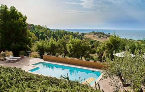 Villa Carruba next to beach jewel with pool