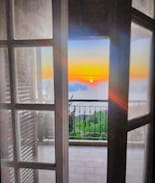 Ionian house with sea sunset view in Greece