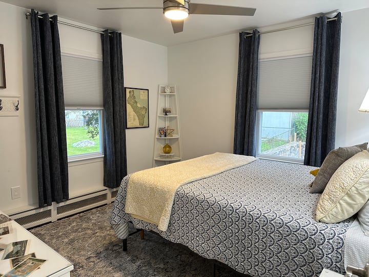 The two main-floor bedrooms feature central air, ceiling fans, and radiant heating for year-round comfort.  The bedrooms have blackout shades for privacy.