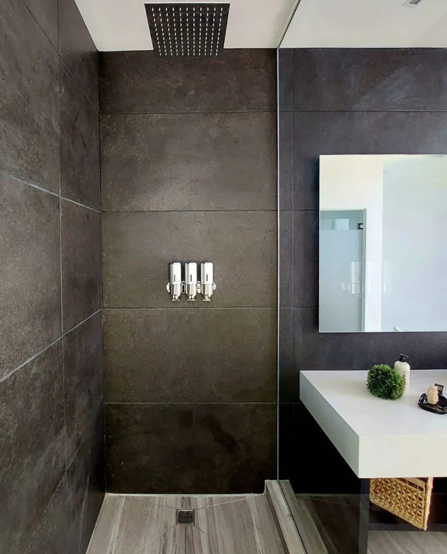A suite's rainfall shower