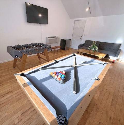Game Room Fun and Huge Backyard