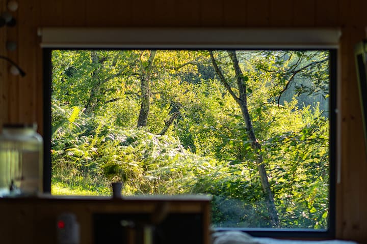 Lors du réveil de la nature au printemps, la chambre se fond dans un magnifique cadre de verdure 